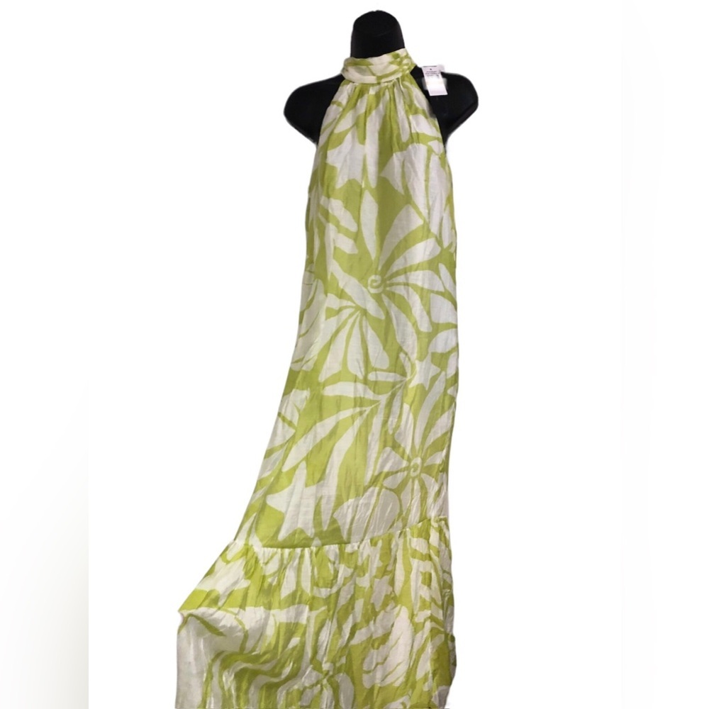 Cynthia Steffe ivory citronella sheer tiered halter maxi dress size Medium new